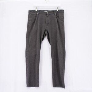 Calvin Klein Slim Fit Gray Herringbone Mid Rise Jeans 36 / 29 Cotton Polyester R